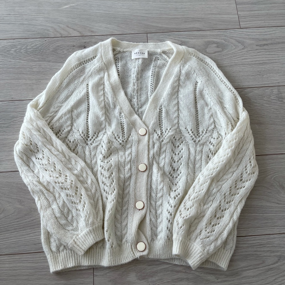 Sezane Cream Cardigan